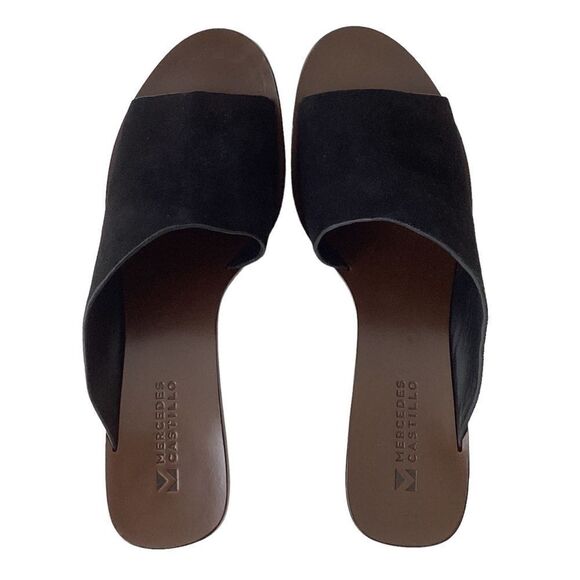 MERCEDES CASTILLO Size 39.5 (9.5) NWOT Izar Slide Sandal Black Suede Block Heel - Picture 5 of 10